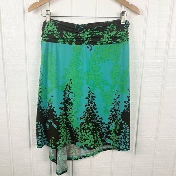 BCBG MaxAzria Pull On Floral Fairy Grunge Turquoise Lightweight Slip Skirt M - Picture 4 of 8